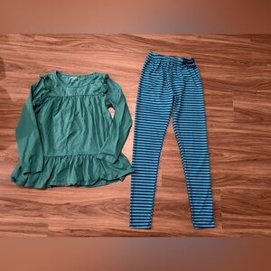 Millie loves Lily green and blue striped leggings Girls matching set size 14